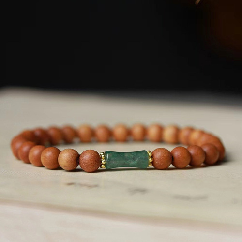 Barbie Sandalwood DIY Jade Green Bamboo Joint Beads Bracelet Specifications 0.6 Unisex Decorative Jewelry Rosary Craftsmanship Factory Wholesale