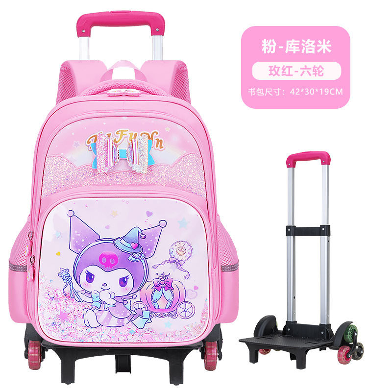 Mochila Escolar con Rodillos para Niñas Grado 1-3-6 de Tela Oxford Impermeable para Escuela Primaria
