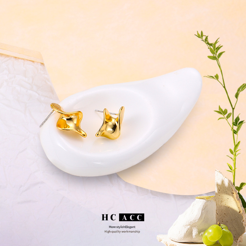 hot-sale-copper-plated-true-gold-color-geometric-twist-irregular-earrings-fashion-commuter-high-ins-style-niche-womens-earrings