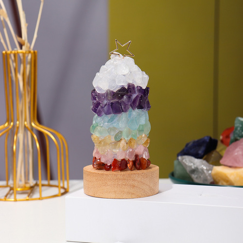 Natural seven-color crystal gravel night light ornaments Colorful gem stone bedroom bedside lamp USB lighting wholesale