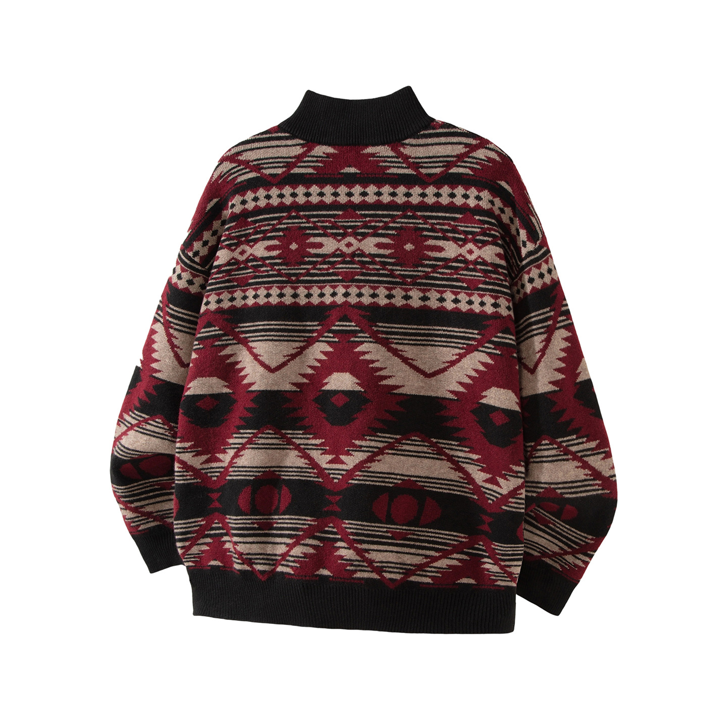 Gilet cardigan jacquard style ethnique décontracté pour homme, collection automne tendance, color-block, prix avantageux 159_voghion.com