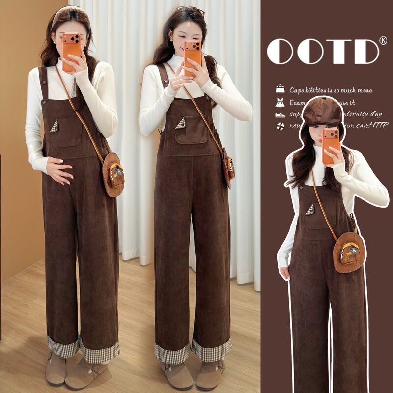 Real photos of maternity cotton fleece overalls, spring/autumn style, plus size, retro, loose fit, straight-leg maternity pants, maternity wear Real photos of maternity cotton fleece overalls, spring/autumn style, plus size, retro, loose fit, straight-leg maternity pants, maternity wear