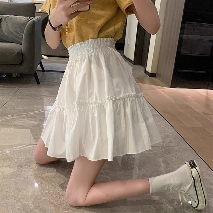 Plus Size Fat mm Elastic High Waist A-Line Cake Skirt for Women in Autumn and Winter, Chic Hip-Covering Fluffy Skirt, Slimming Look Large Hem Umbrella Skirt
