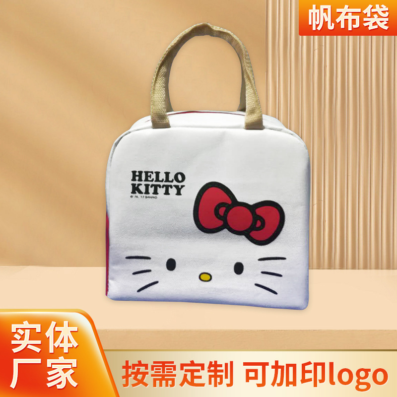 定 做批发logo野餐铝箔打包收纳袋ins卡通午餐饭盒便当手提帆布袋
