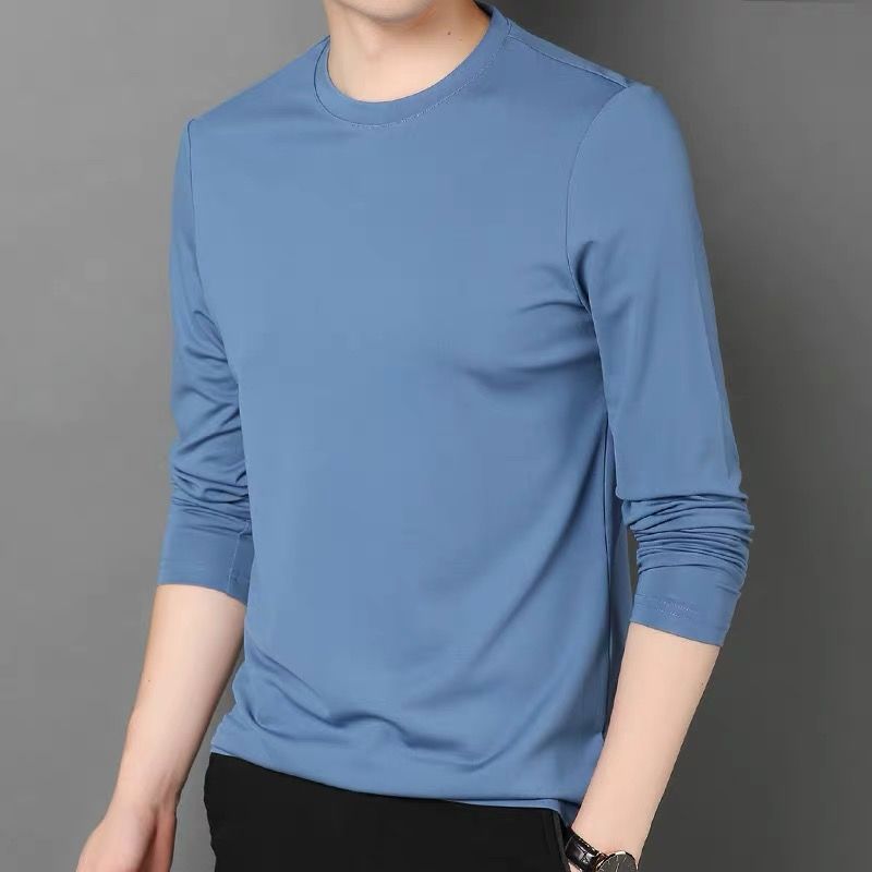 미스트 블루 라운드넥 긴소매