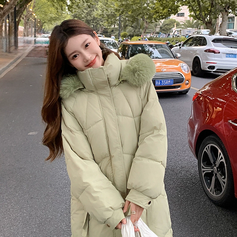Long down jacket for elementary school students, European style, plus size