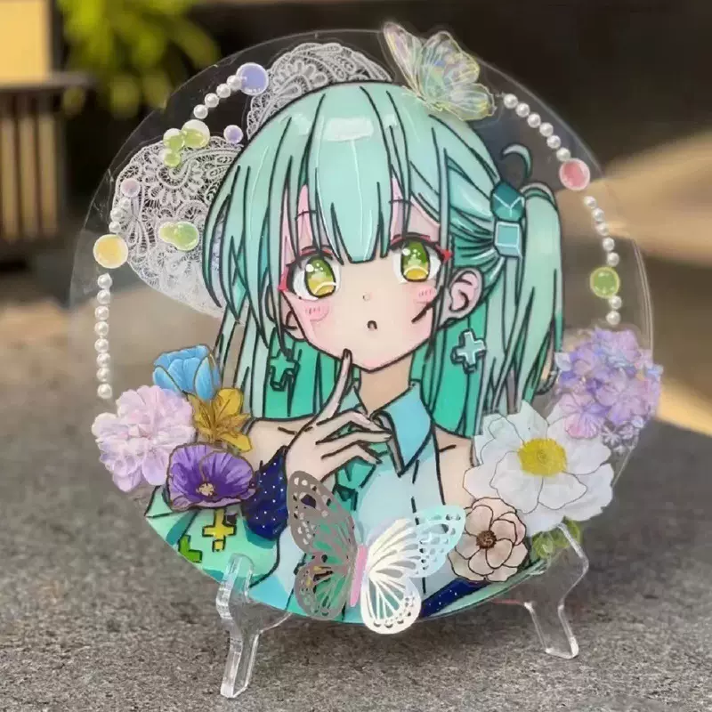 亚克力咕卡盘超大透明圆盘女孩儿童手工diy材料包卡通绘画可涂鸦