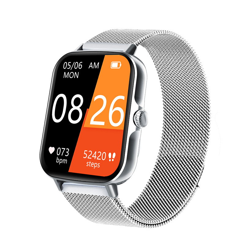 Nueva F107 glucosa en sangre reloj inteligente temperatura corporal llamada bluetooth presión arterial oxígeno en la sangre asistente de voz ritmo cardíaco pulsera deportiva