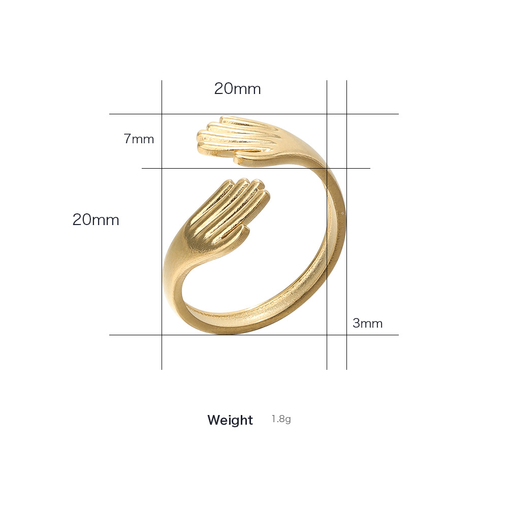 Fashion Simple Gold Plated Geometric Open Adjustable Titanium Steel Ring