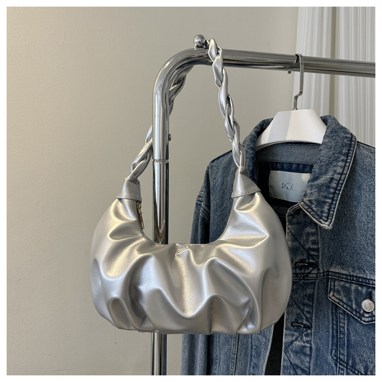 Cloud pleated single shoulder underarm bag with texture for women's 2024 new trendy internet celebrity handbag_senzul.com