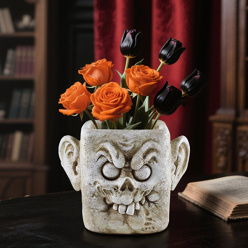  New Halloween Funny Clown Expression Resin Flower Pot Home Desktop Balcony Fleshy Potted Small Ornaments