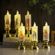 跨境墨西哥祈祷灯饰led仿真透明电子蜡烛圣诞节发光烛台礼品摆件