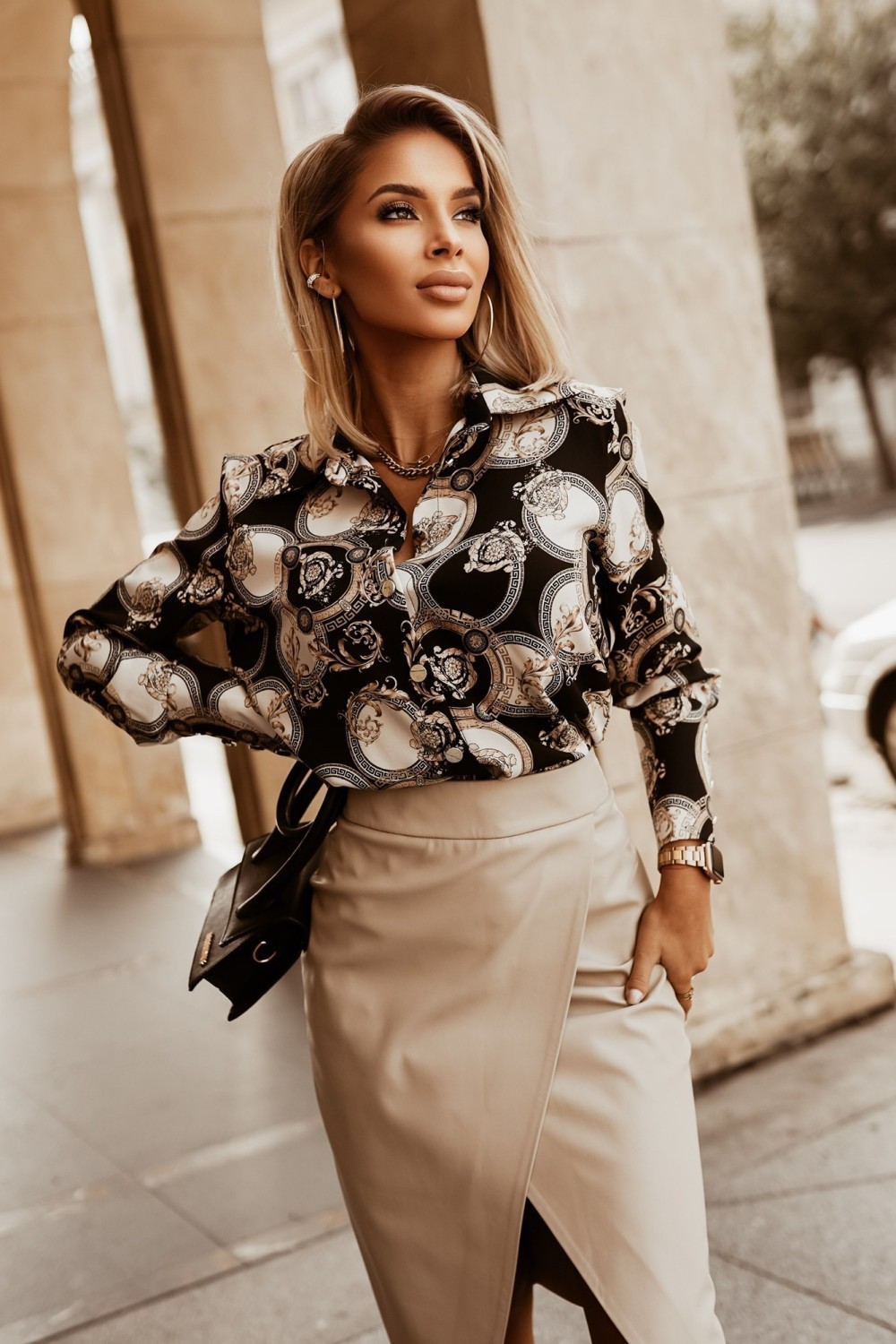 Fashion Solid Color Pu Knee-Length Skirts