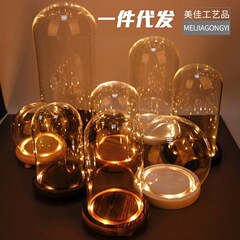 永生花ガラスカバー手作り防塵カバー置物ランプ付き底発光透明ガラス展示カバーメーカー卸売り