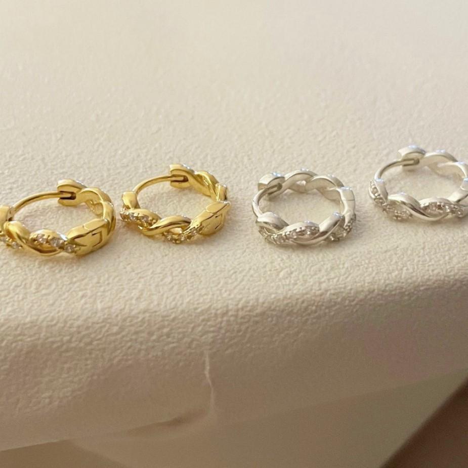 Women'S Gender Plating, Inlay Design 1 Pair 925 Sterling Silver Zircon Twist Earrings