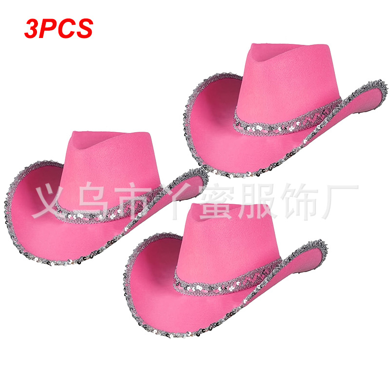 Juego de tres piezas con borde rosa