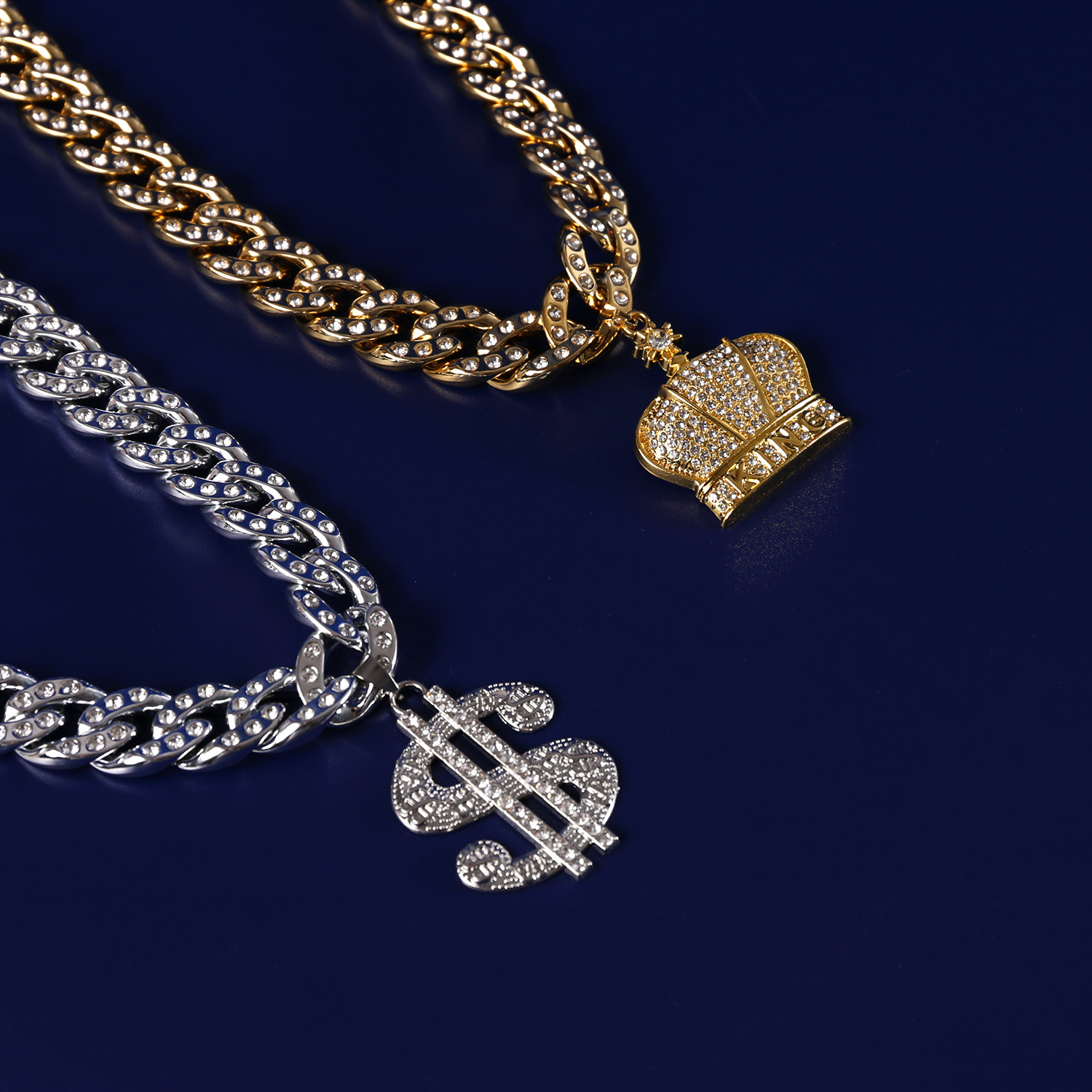 Comercio exterior mascotas collar de diamantes cubano ajustable dólar corona KING collar de lucha hip-hop gato perro