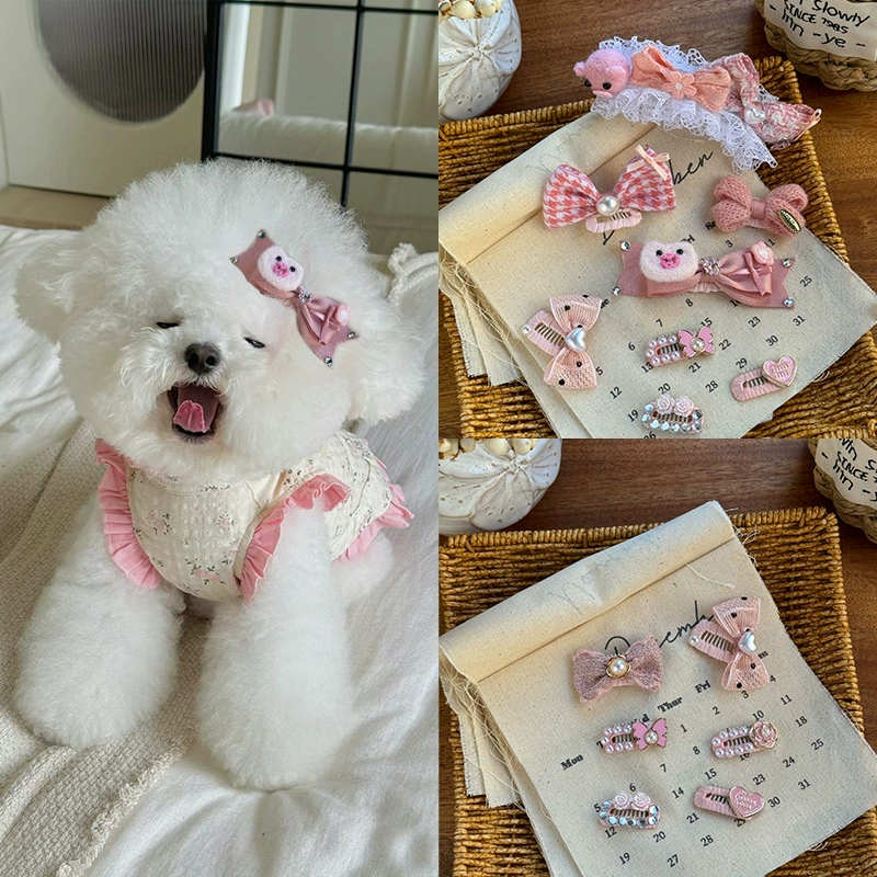 Йоркширские заколки для волос головные уборы домашних животных bb раздавлен заколки для волос Marzis переносица собачий клип