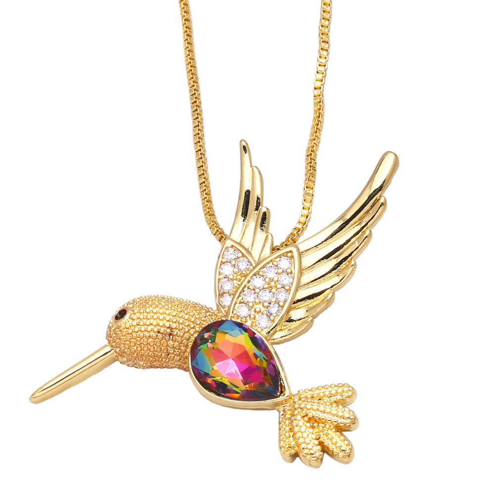 zircon simple creative niche luxury animal pendant bird copper necklace