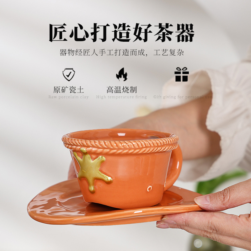 Conjunto de tazas de café de cerámica silenciosa, tazas de café de alta calidad, tazas irregulares pintadas a mano, tazas de té de la tarde