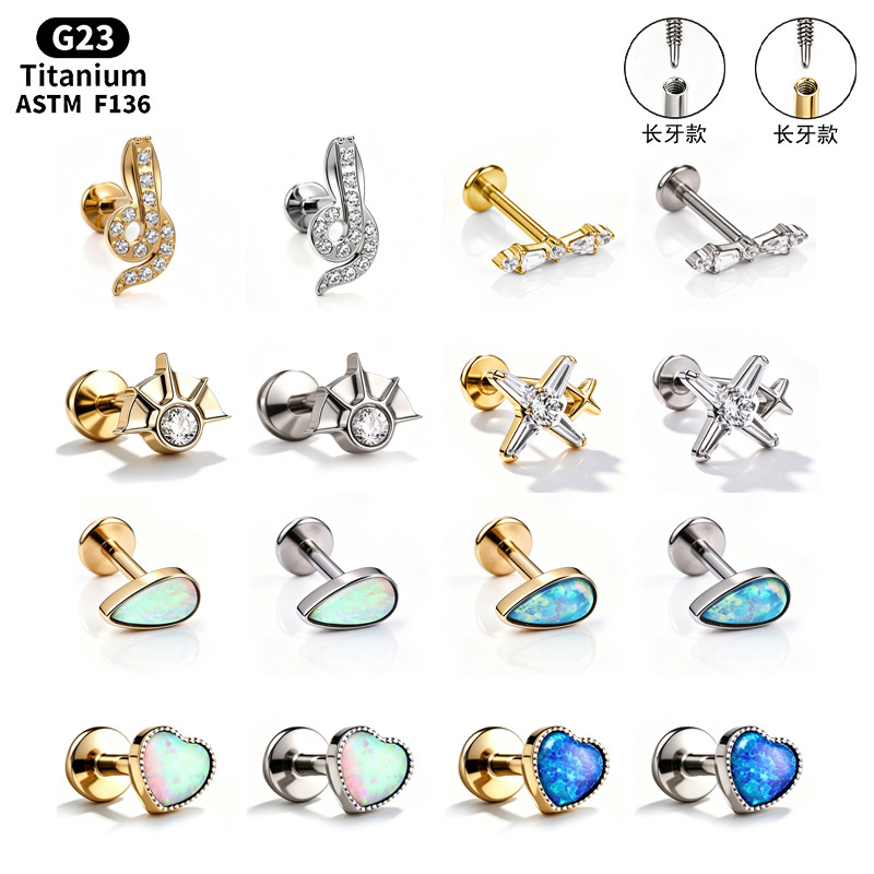 Pointed labret stud close-up product detail