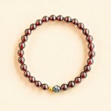 天然石榴石手串特级酒红色全净体红幽灵钛晶宝石手链莲花设计款