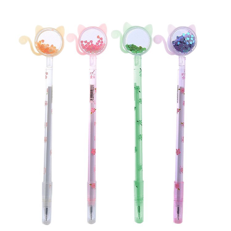 Pluma de gel de gatito de lentejuelas de alto aspecto pluma de estudiante de gato lindo papelería de Oficina Creativa pluma de firma a base de agua