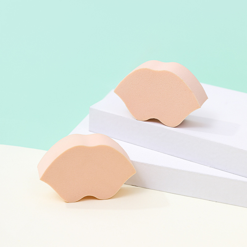 Polvo personalizado almohadilla de aire en forma de polvo de esponja de forma especial, seco y húmedo, no comer polvo, polvo, labios planos, huevos de maquillaje