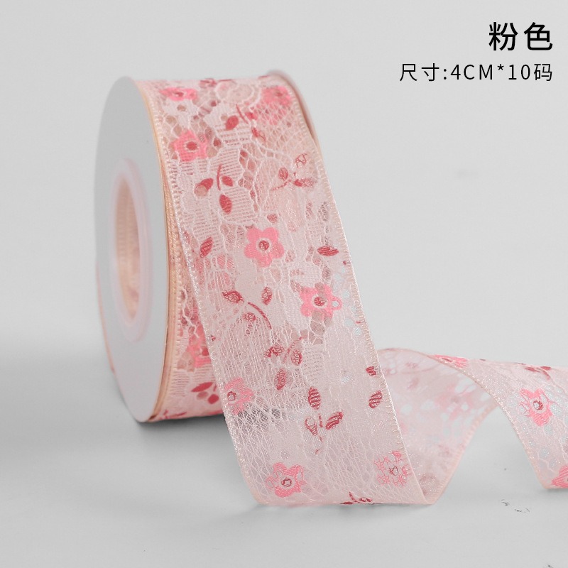 Cinta floral al por mayor 4cm borde dorado colorido ramo arco onda hilo llano cinta flor material de embalaje