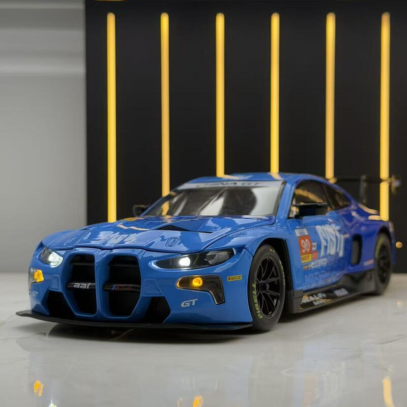 Weili Alloy Car Model 1:24 BMW M4 GT3 Racing Car with Sound and Light Effects, Children's Toy Car Model, Display Piece