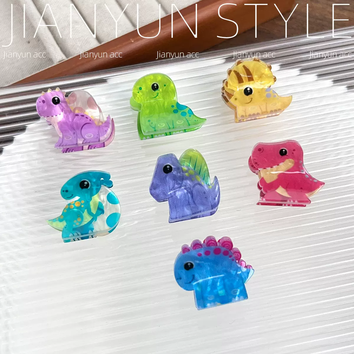 新款仿醋酸迷你小恐龙抓夹趣味卡通动物发夹刘海侧边夹头饰发饰