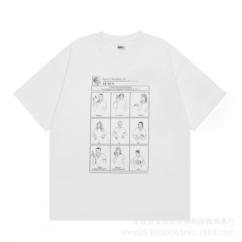 クロスボーダー メゾン マルジェラ マルジェラ デジタル プリント MM6 ピュアコットン 高品質 メンズ Tシャツ レディース 半袖 トレンド|undefined