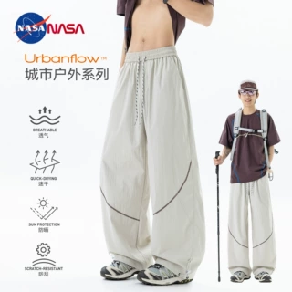 NASA户外弯刀工装裤男夏秋速干宽松撞色哈苏线休闲运动登山长裤