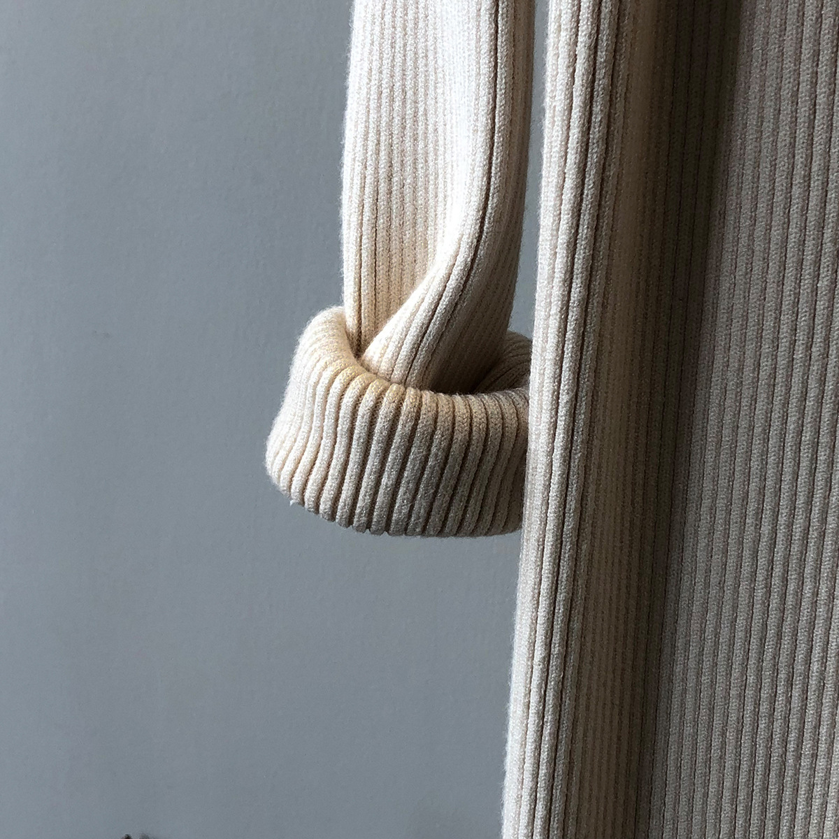 Knitted Dress Women Winter Half Turtleneck Bottoming Sweater Mid Length Overknee Dress