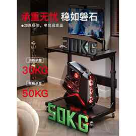 实木主机托架电竞房移动基站机箱放置架小推车置物架电脑桌边收纳