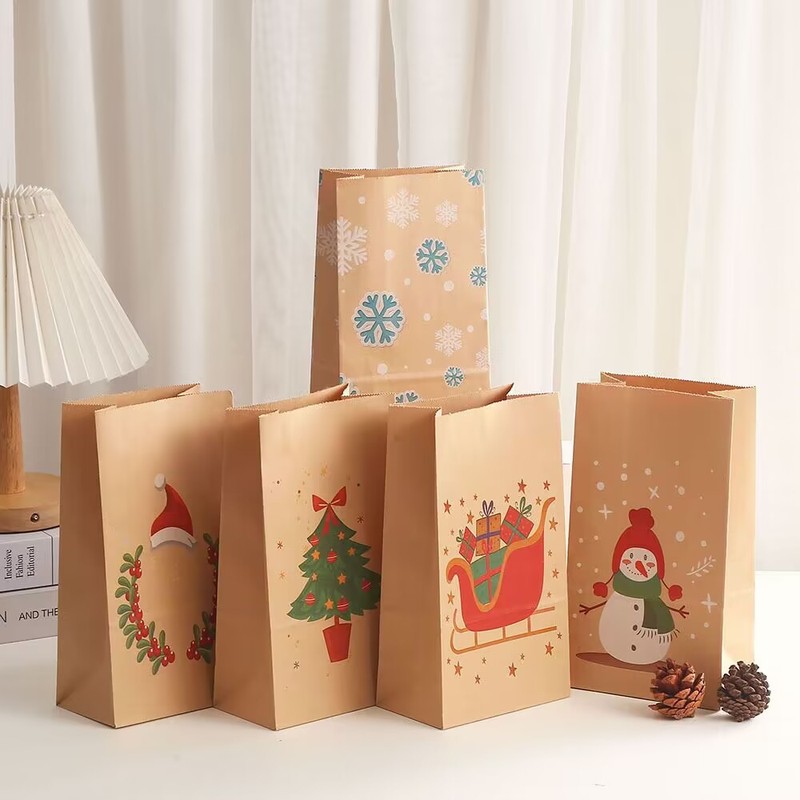 食品袋地色クリスマスクラフト紙袋紙袋平安夜ギフト包装袋ギフト袋メーカー卸売り|undefined