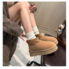 桑坡羊皮毛一体雪地靴女冬季加绒防寒保暖厚底短筒弹力网红迪普靴