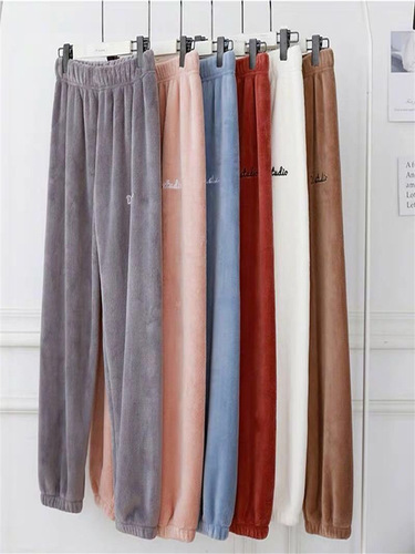 Internet-famous fairy-like warm-up pants for women—winter thermal coral fleece casual loose pajama pants, perfect for at-home wear and ideal for students and laid-back individuals.