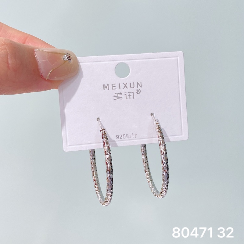 Meixunの新しいヨーロッパとアメリカのファッショナブルな無地のイヤリング、ニッチな個性、925シルバー針のトレンディなイヤリング、女性用の多用途イヤリング|undefined