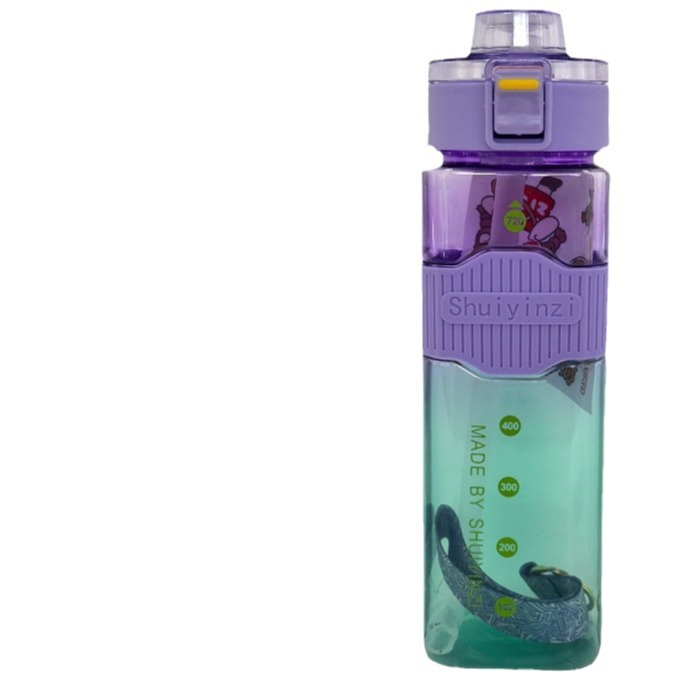 Verano nuevo colorido cuadrado de paja taza de agua de plástico portátil cuerdas rebote cubierta botella de agua deportiva al aire libre