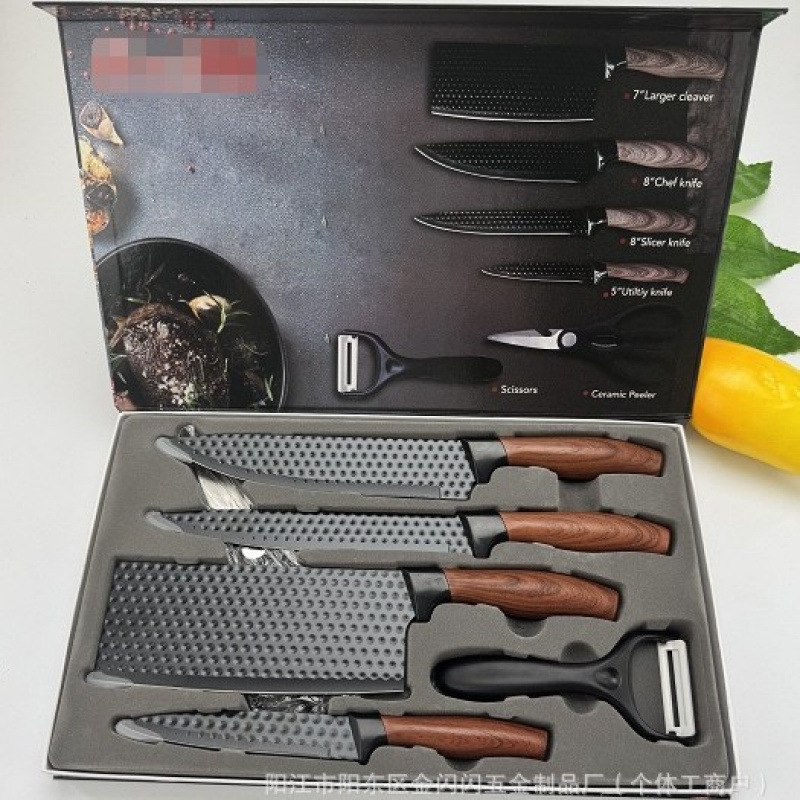 Cuchillos de cocina transfronterizos explosivos conjuntos de seis piezas conjuntos de cuchillos de cocina domésticos conjuntos completos de cuchillos de regalo fabricantes al por mayor