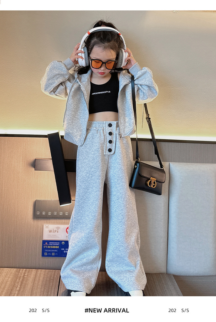 Jenter vår 2024 ny koreansk utgave barnemote hettegenser i to deler med en stor og vestlig stil_voghion.com