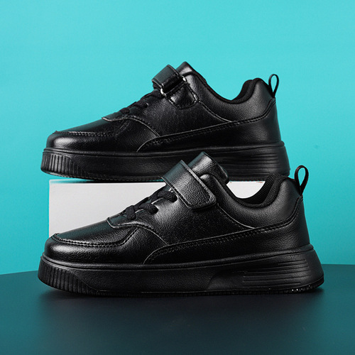 Children's white sneakers, student large children's leather board shoes, children's sports shoes, casual shoes, small black shoes
