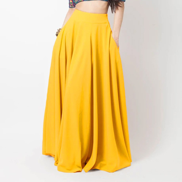 Spring, Autumn Season Women'S Gender Fashion Style Spring Autumn Fashion Solid Color Polyester Maxi Long Dress Skirts