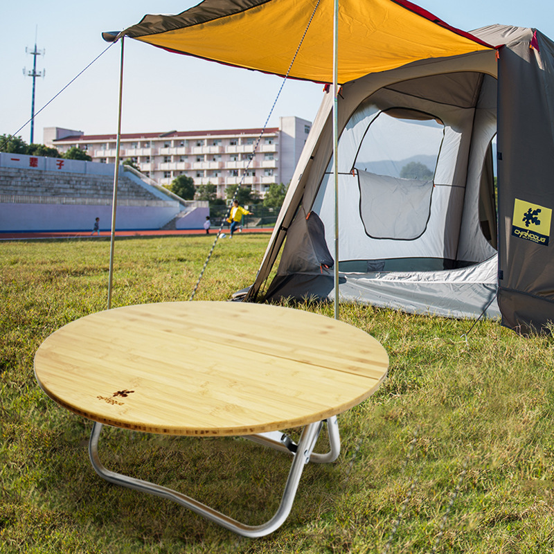 Outdoor camp can fold the bamboo board table to camping light luxury…