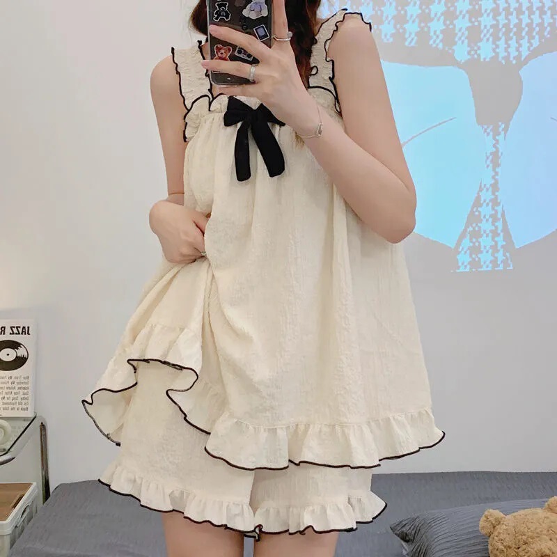 Cross-border Strap Pajamas Women's Summer Korean-style Pajamas Instagram Style Pajamas Thin Sweet Two-piece Outfit for Home Cross-border Strap Pajamas Women's Summer Korean-style Pajamas Instagram Style Pajamas Thin Sweet Two-piece Outfit for Home