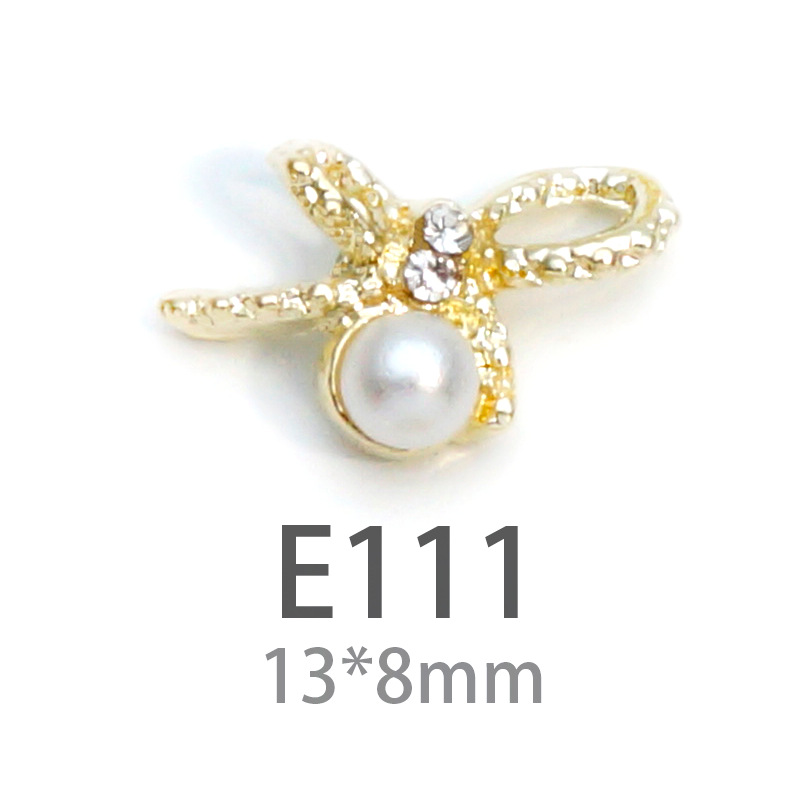 LZ nuevo rojo neto mismo estilo de uñas arco Aleación de uñas joyería arco de uñas de perlas de diamantes fábrica al por mayor