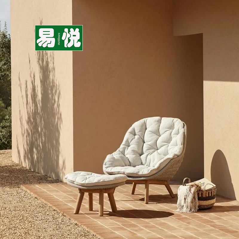 Terraza patio importación de teca muebles al aire libre red sofá sofá rojo nórdico villa casco de huevo sofá de caña