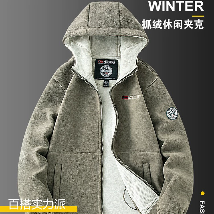 Экспорт в Норвегию, трансграничный флисовый худи европейского размера, утепленная флисовая куртка на осень и зиму, модель для прямых трансляций TikTok 9818