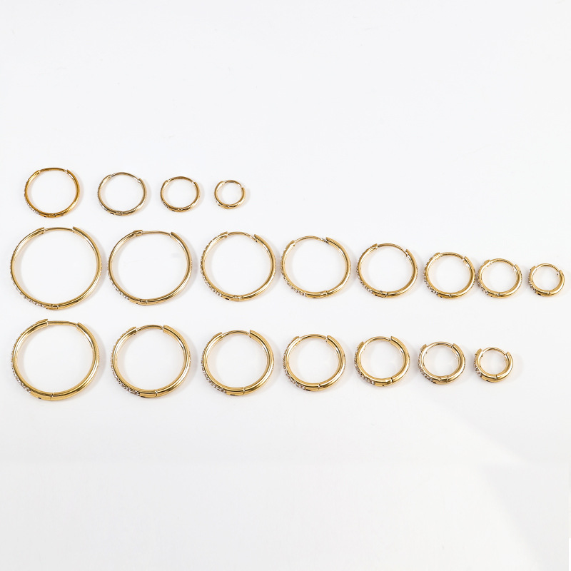 Zesen 2.5x20mm Gold Stainless Steel Carved Zircon Ear Studs 1.2mm Titanium Steel Ear Buckle 1.6mm Carved Diamond Earrings detail image 11